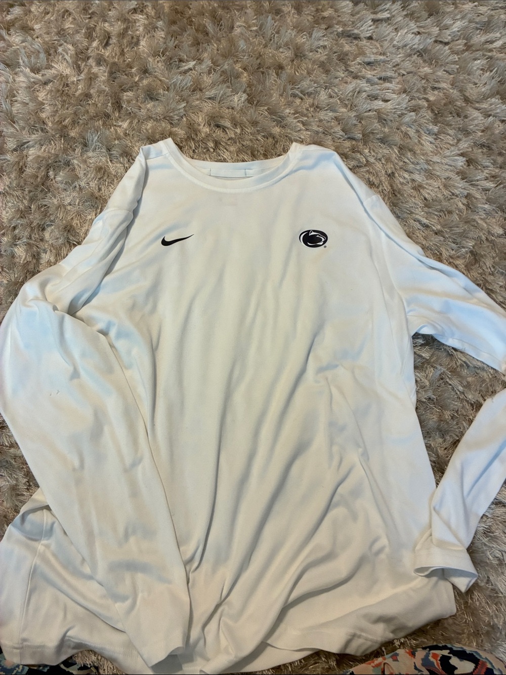 Nike White Long Sleeve Performance Top Penn State logo